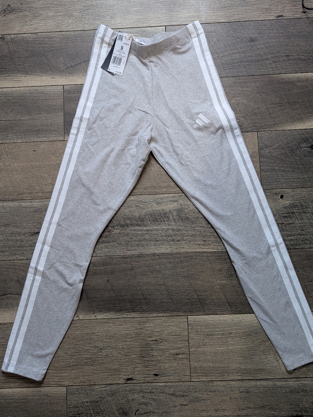 adidas Light Gray Leggings with White Side Stripes - Picture 3 of 10